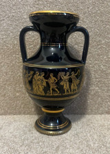 Vase - Greek Handmade Dark Blue Cobalt - Neofitou Keramik Ceramic - 24k Gold