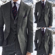 Tweed Men's Dark Gray Suits