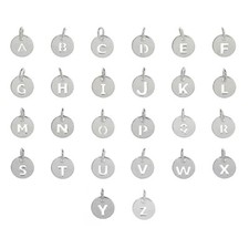 Sterling Silver Alphabet Pendant Charm Initial Round Disc 925 Letter A - Z