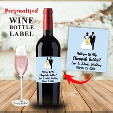 Personalised Wine Bottle Label Sticker Wedding Will You Be My Chuppah holder