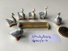 britains, farm a gathering of geese, x 6. Plus trough