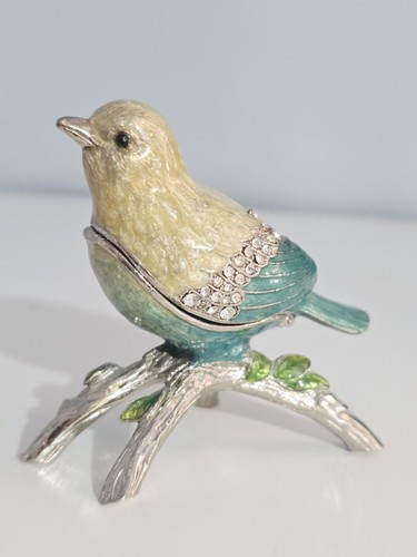 Jewelled bird trinket box - jewelled,