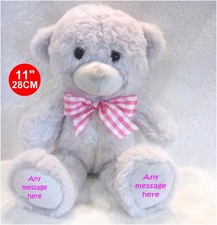 PERSONALISED GREY TEDDY BEAR