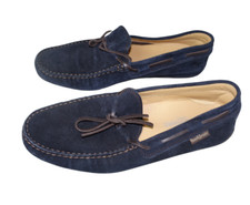 £169 RUSSELL AND BROMLEY BOAT SHOES NAVY SUEDE LEATHER ITALY UK 8 IT 42 LEATHER