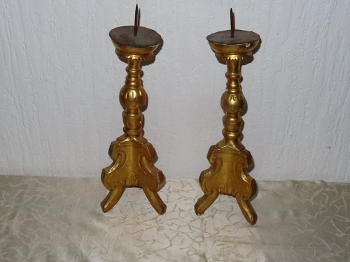 Pair wooden candle holder - pair,