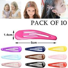 10 x Hair Clips Snap Hairpins Slides Women Girls Kids Baby School Grip Set Metal