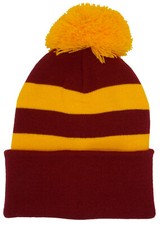 Bradford Supporters Claret and Gold Traditional Style Bobble Hat - Made in UK