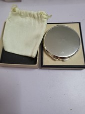 Silver Tone Double Compact Mirror with Pouch & Box – Vintage Style(42)