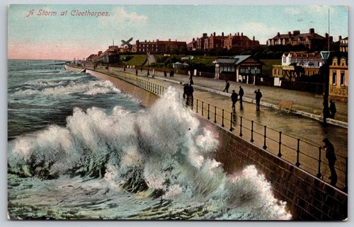 Vintage cleethorpes stormy sea - cleethorpes,