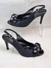 Satin Slingback Sandals Black