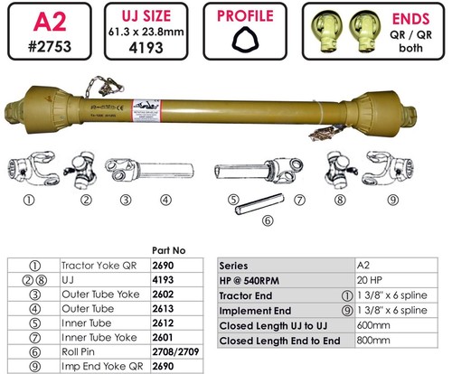 Pto shaft 800mm - pto,
