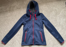 PIKEUR ladies blue and red fleece lined fitted soft shell jacket size XS/34