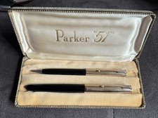 Parker 51 Vintage Fountain Pen And Pencil Set  1/10 12ct Gold Caps