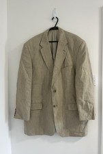 Marks & Spencer Suit Jacket Mens Size M Beige Irish Linen Button Up Long Sleeve