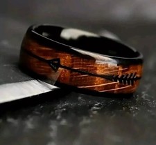 Mens wood inlay ring arrow - wood,