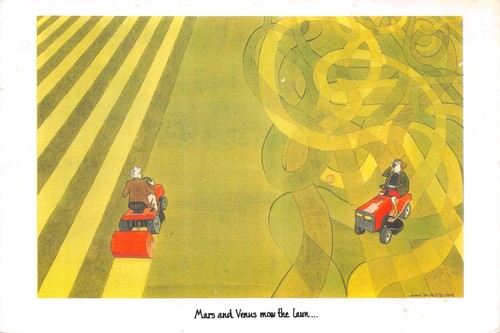 Comic postcard lawn - comic, mower