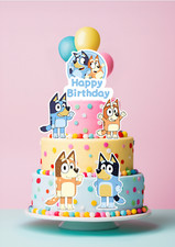 Bluey Cake Decorations. Premium Edible Wafer Card Precut Ready to use