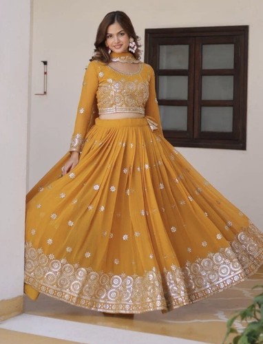 New ready made mustard - mustard, lehenga