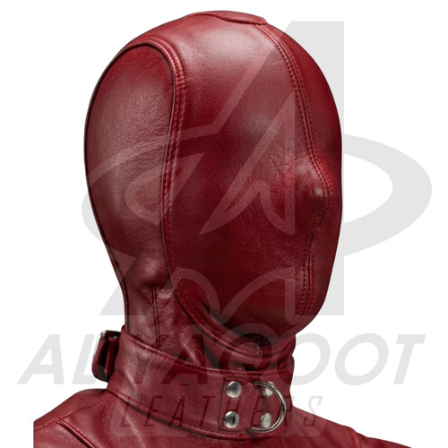 Leather bondage hood - bondage,