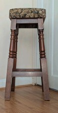 Vintage Tall Bar Pub Stool Tapestry Seat Kitchen Breakfast Counter Chair