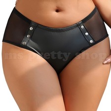 Black PU Leather Knickers Mesh