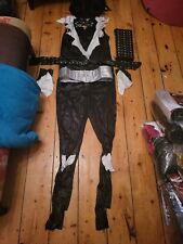 Ladies Glam Rock Chick 70s Fancy Dress Kiss Jumpsuit + Ad-Hoc Accesorries Small