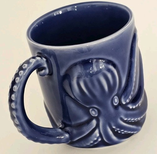 Blue octopus embossed mug - m&s,