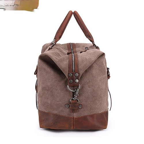 Canvas leather travel holdall - canvas,