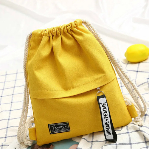 Canvas drawstring beach bag - drawstring,
