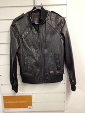 G - star raw black leather jacket size M [EA]