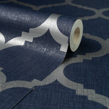 Navy Blue Wallpaper Trellis