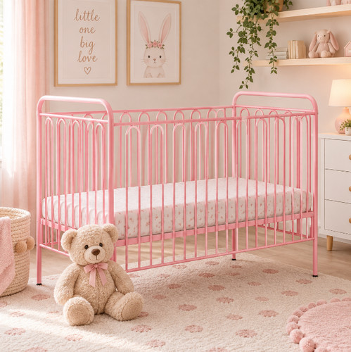 Polini pink metal baby cot - baby,
