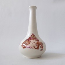 Poole Pottery Fleurie 6" bud vase. Ceramic Art Nouveau-style female 1979-1980