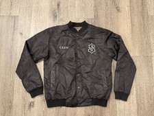 Clandestine Industries  Satin Jacket Mens Medium Black Bomber Tattoo Embroidered