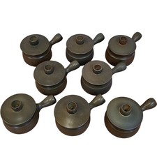 Langley Pottery Lidded Soup Bowl Vintage Set of 8 Made in England