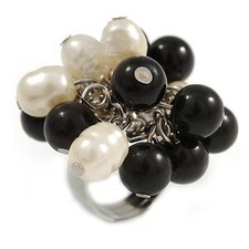 Black/ Cream Faux Pearl Bead