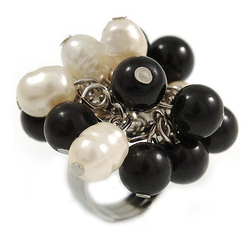 Black cream faux pearl - black/, bead