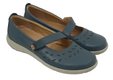 Hotter Women's Peace Mary Jane Shoes Size 6 Navy Leather Upper Leaves Used F1