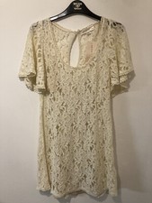 Iconic Vintage Y2K Kate Moss @ Topshop Cream Lace Lined Minidress UK12 NWT RARE!