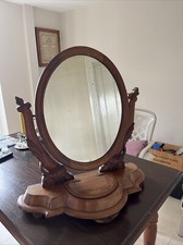 Antique / Arts & Crafts (?) Mahogany Dressing Table Mirror Lidded Compar
