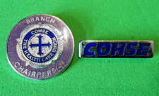 Vintage 1980s COHSE NHS Nursing Union Chairperson 30mm & 33mm Bar Enamel Badges