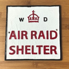 Air Raid Shelter Sign 20cm Aluminium Plaque Repro WW2 Home Front Memorabilia