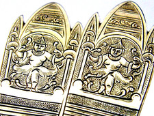 UNUSUAL GEORGIAN ENGLISH STERLING SILVER GILT SERVING SPOONS c1760s ANTIQUE 102g