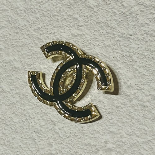 Gold black brooch pin - gold,