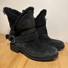 UGG Women's Australia Wright Belted Ankle Boots, UK Size 5, Authentic, Black