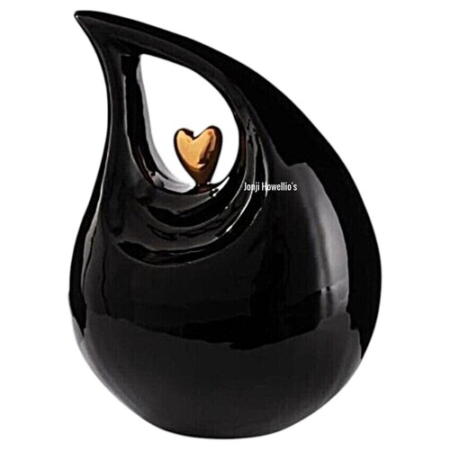 Black teardrop keepsake urn - black,