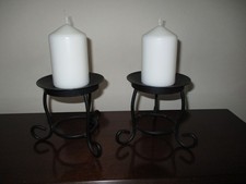 Pair Of Wrought Iron Pillar Candle Holders