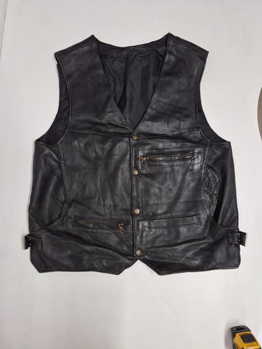 Vintage leather waistcoat - , 42"