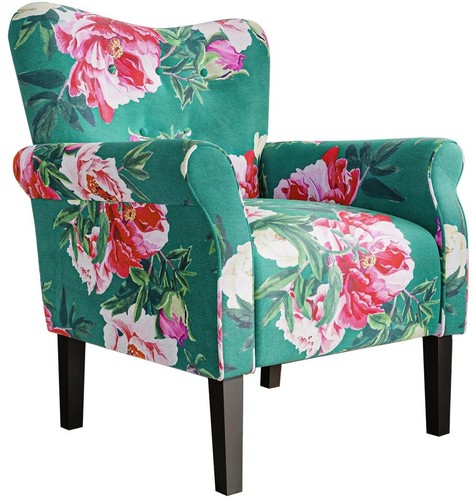 Green pink floral upholstered - pink,