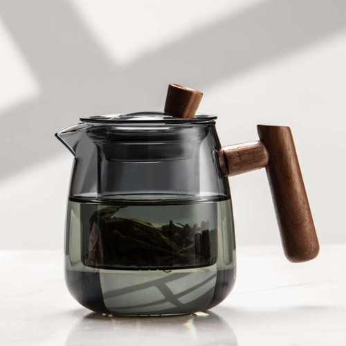 Mountain view glass teapot - view,